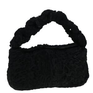FENDI Hand Bag Wool Black Gold